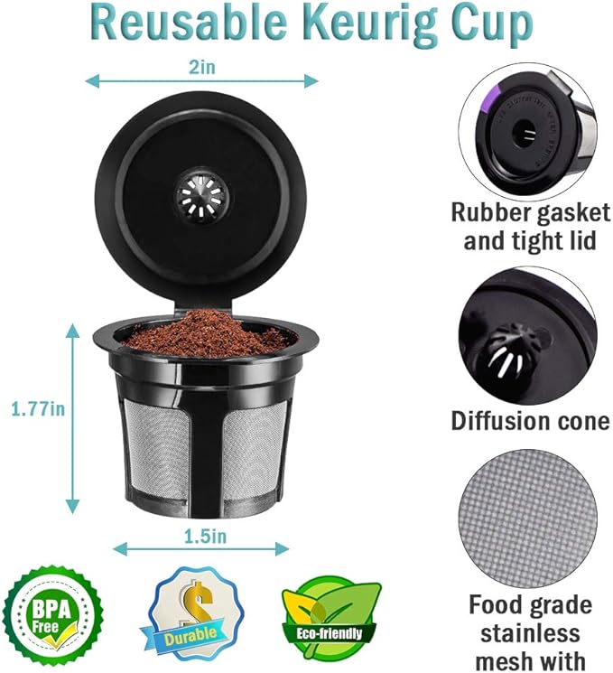 2 Reusable Keurg Cups & 300 Unbleached Keurg Coffee Pods Paper Filters - Image 3