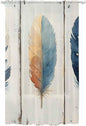 Sheer Curtains 84 Inches Long, Boho Ombre Vintage Wooden Grain Privacy Voile by Unknown