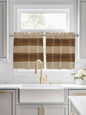Retro Country Brown Wooden Board Window Valance Curtains, Farmhouse Gradient by IDOWMAT