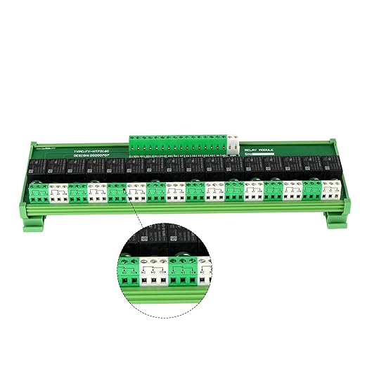 GUETNEU Relay Board, 16 Channel 1 SPDT DIN Rail Mount 24V DC/AC Relay, Interface Board