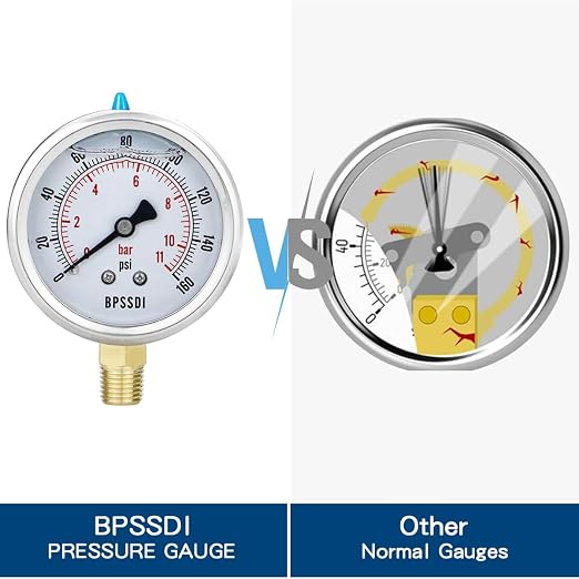 0-160 Psi Lead-Free Glycerin Liquid Filled Low Pressure Gauge, 2.5" Dial Size - Image 5