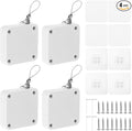 MECCANIXITY Punch-Free 800g Automatic Sliding Screen Door Closer, Multifunctional Storm Sensor Door Closer with Steel Drawstring for Bedroom Storm Bathroom Study Room (White Pack of 4)
