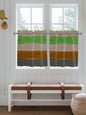 Farm Gray Green Brown Wood Grain Window Valance Curtains, Rustic Wooden Plank by IDOWMAT