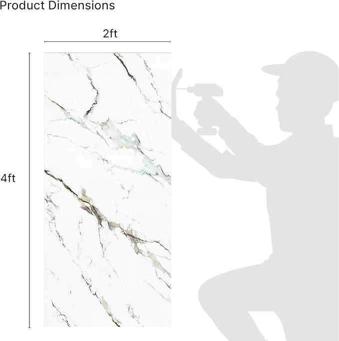 Dundee Deco Faux Marble Wall Panels - Sample - Glossy, Waterproof Indoor Wall Cladding - White, Grey, Tan Veins - Sample 6" x 6"