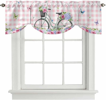 Spring Tie Up Valance Curtains for Windows, Kitchen Curtains Window Shades by Unknown