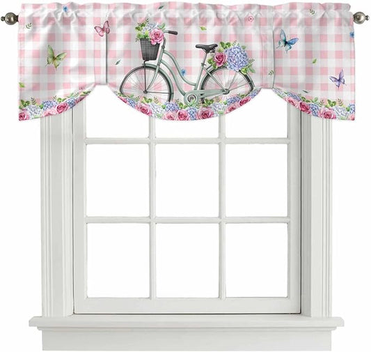 Spring Tie Up Valance Curtains for Windows, Kitchen Curtains Window Shades by Unknown