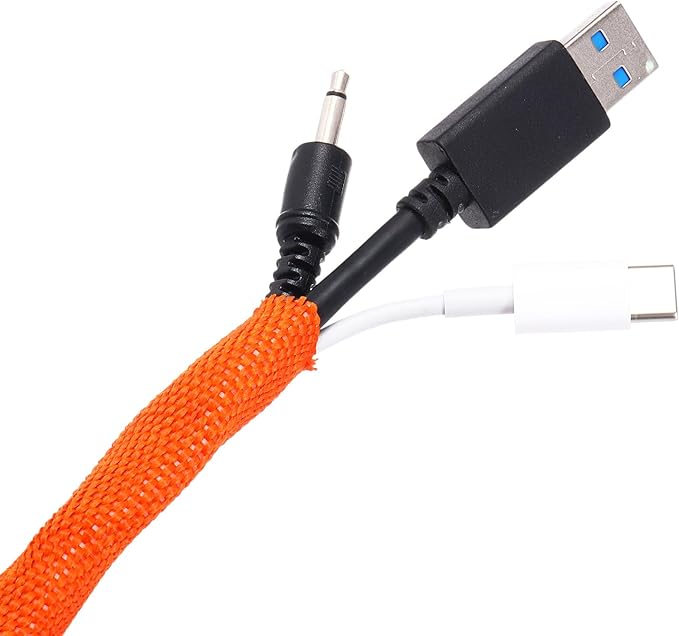 MECCANIXITY Braided Cable Sleeves Heat Shrinkable Fabric Sleeving, 1 1/4" 33ft Orange 2:1 Ratio Heat Shrinkable Cord Protector for Harness Cable, Network Cable Protection, Cable Management