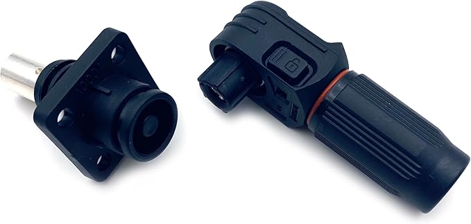 1 Set Battery Energy Storage Connector, 350A High Current Connectors Quick Plug Terminal Black Right Angle Plug and Socket IP67 Waterproof Power Adapter Crimping 120mm² Wiring (1500V)