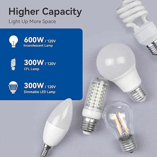 ELEGRP Dimmer Light Switch for 300W Dimmable LED/CFL Lights and 600W INC/HAL Bulbs, Single Pole/3-Way LED Slide Dimmer Light Switch, Wall Plate Included, UL Listed, 10 Pack, Matte Black
