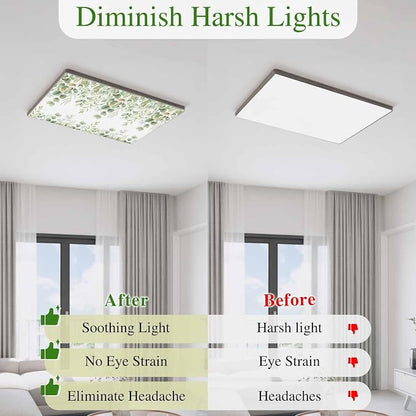 Fluorescent Light Covers for Ceiling Lights Sage Green Eucalyptus Leaves - Image 5