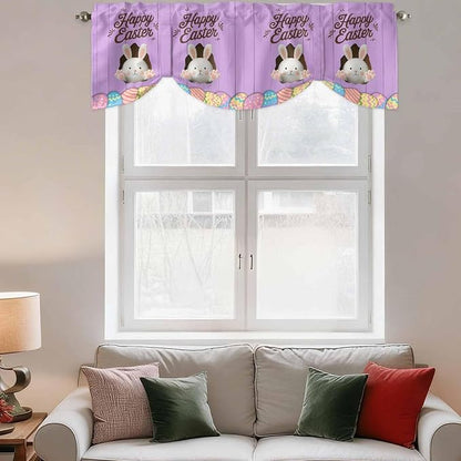 Purple Easter Tie Up Valance Curtains - Image 3