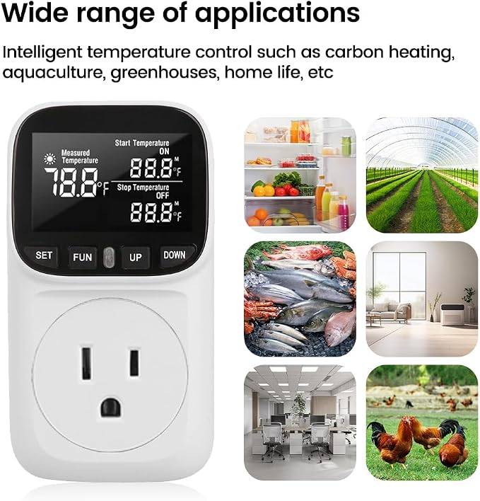 Diymore 1800W Digital Temperature Controller Plug in Thermostat Outlet Digital - Image 2