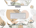 4-in-1 Large Mouse Pad, Keyboard Wrist Rest Pad & Wrist Support Mousepad Set, Extended Desk Pad Waterproof Desk Mat for Home Office Study Game - Leave