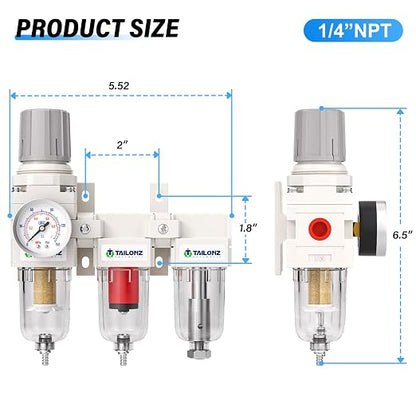 TAILONZ PNEUMATIC 0-150PSI 1/4 Inch NPT Grade 3 Stage Air Drying System - Image 2