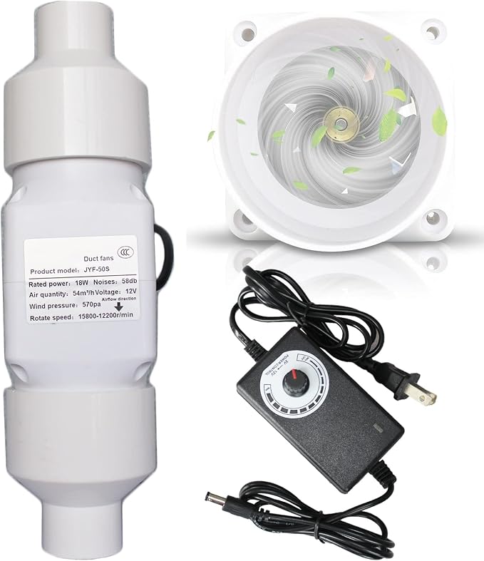 Air Circulation Duct Fan 2 Inch 50Mm Inline Extractor 32Cfm Fan Air Diffuser by Unknown
