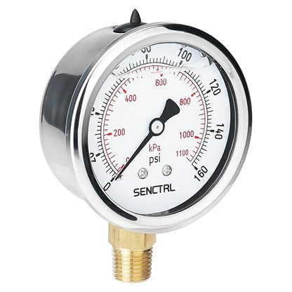 SENCTRL 160 Psi Lead-Free Glycerin Liquid Filled Low Pressure Gauge, 2.5" Dial by senctrl