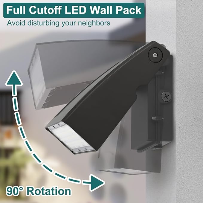 kadision 100W LED Wall Pack Light with Dusk-to-Dawn Photocell, 0-90° Adjustable Full Cutoff Outdoor Wall Light for House Yard Garage, 13000lm 5000K Daylight 100-277V ETL Listed