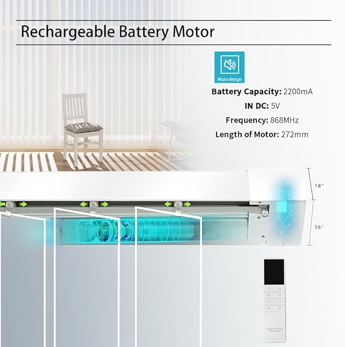 Blindify Motorized Vertical Blinds, Blackout Sliding Door Shades Vertical Shades Remote Control Customize, Light Grey