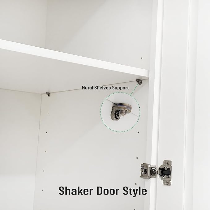Wall Kitchen Cabinets, RTA Cabinets, White Shaker Cabinet, Wall Mounted, RTA Upper Cabinet, Modern for Kitchen and Bathroom with Door (White, 09" W x 42" H x 12" D)