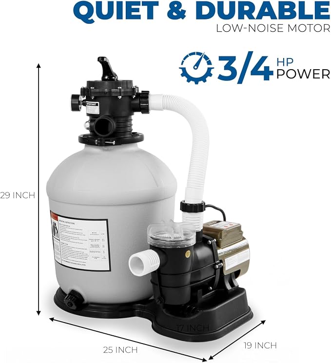 XtremepowerUS 3, 100GPH Swimming Pool 16" Sand Filter 3/4 HP Pool Pump w/ Timer - Image 6
