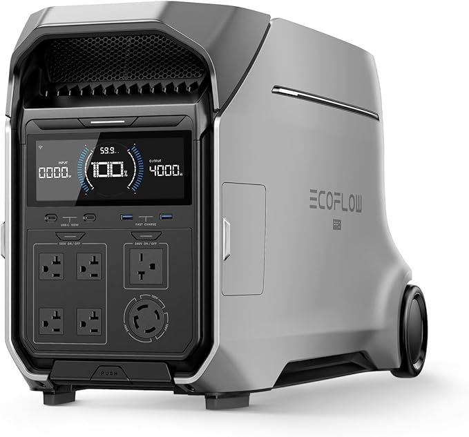 EF ECOFLOW DELTA Pro 3 Portable Power Station, 4096Wh LFP Battery, Expandable to 48kWh, 120/240V 4000W AC Output, Solar Generator for Home Use, Camping Accessories, Emergencies, Power Outages, RVs