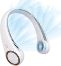 CIVPOWER Neck Fan: Portable Personal Neck Cooling Rechargeable Bladeless Fan - Hands Free 3 Speed 4000 mAh Battery USB Operated Wearable Headphone Design - for Men Women Outdoor Indoor (White)