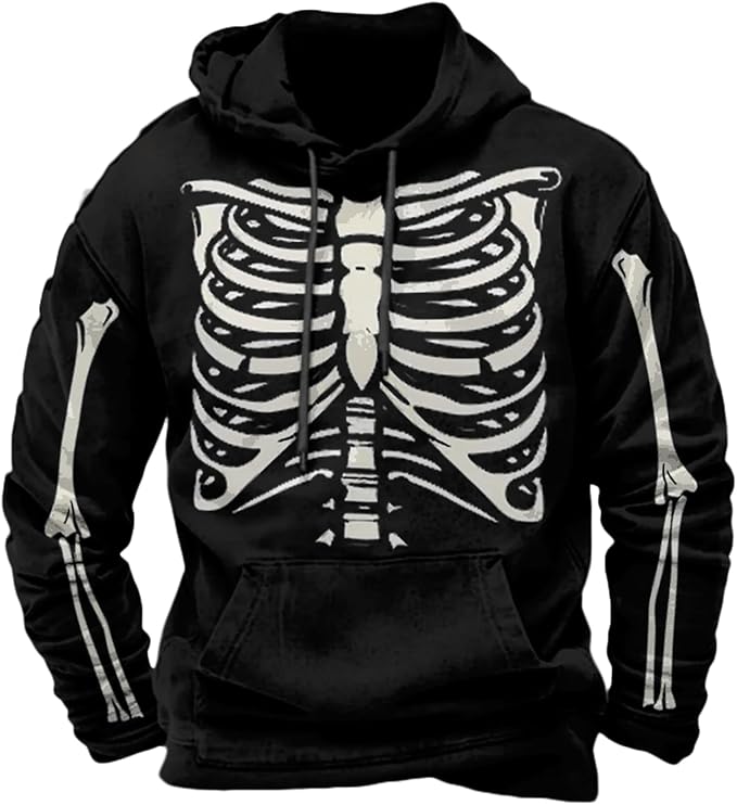 Halloween Hoodie Men Graphic Pumpkin Ghost Printed Sweatshirt Casual Trendy Long Sleeve Halloween Hooded Tops with Pockets