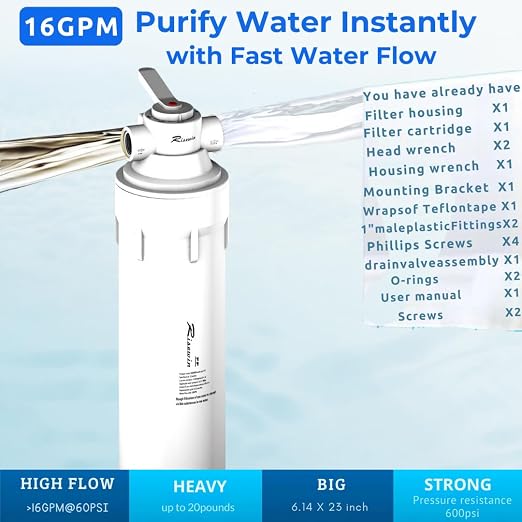 Whole House Water Filter System: 16GPM high Flow, fits Well Water/RVs/Cabins - Image 5