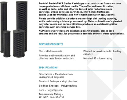 Pentair Pentek NCP-20BB Big Blue Carbon Water Filter, Whole House Non-Cellulose - Image 3