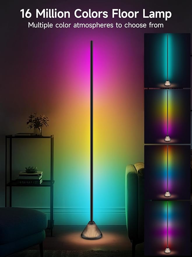 Tyute Corner Floor Lamp, Smart RGB LED Corner Lamp with App & Remote Control, Music Sync, Scene Modes, Modern Ambient Lighting Floor Lamp for Living Room, Bedroom, Gaming Room Decor