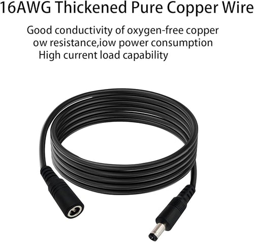 2pcs 16AWG DC Power Extension Cable 5.5mmx 2.1mm Male to Female Connection Cable for CCTV Surveillance Camera Solar Panel LED Strip Light Energy Storage Power 4.9ft