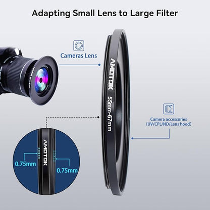 55mm Lens to 67mm Camera Lens Adapter, 55mm to 67mm Filter Step-up Ring Adapter - Image 4