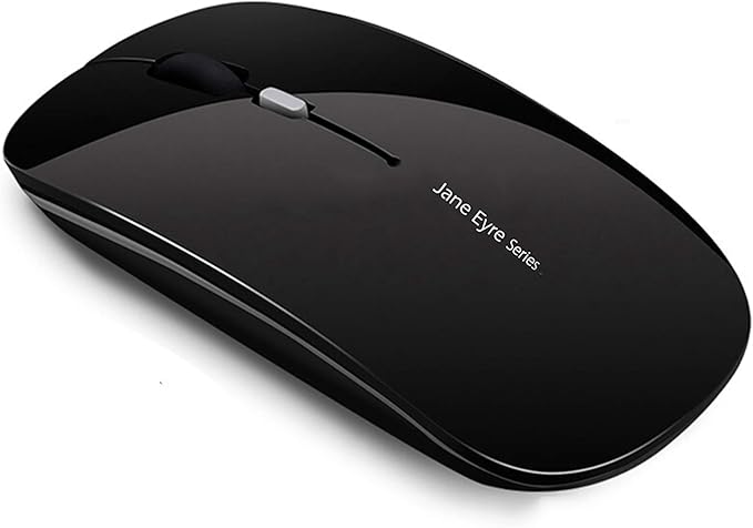Uciefy Q5 Slim Rechargeable Wireless Mouse, 2.4G Portable Optical Silent Ultra Thin Wireless Computer Mouse with USB Receiver and Type C Adapter, Compatible with PC, Laptop, Notebook, Desktop Black