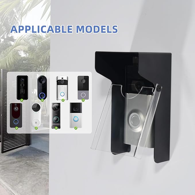 Flip Video Metal Doorbell Rain Cover Sun Shield Hood Plate, Weather Protection Cover Compatible for most doorbells