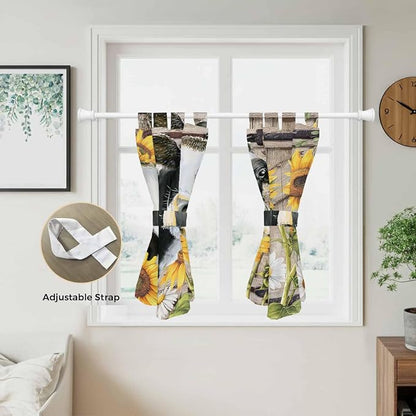 Retro Farmhouse Flower Kitchen Curtains 45 Inch Length, Short Cafe Window - Image 5