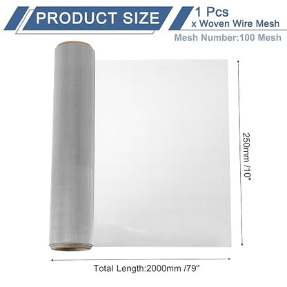 uxcell 100 Mesh 79" x 10" Woven Wire Mesh, 316 Stainless Steel Air Vent Filter - Image 2