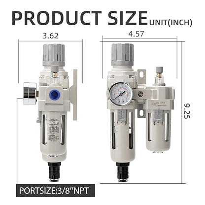 Air Pressure Regulator with Pressure Gauge, Water Separator - Image 3