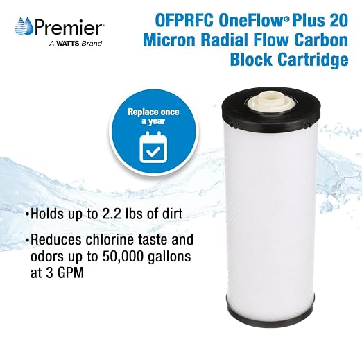 Watts Premier 1-Pack Radial Flow Carbon Block 20-Micron Cartridge, 000 - Image 2