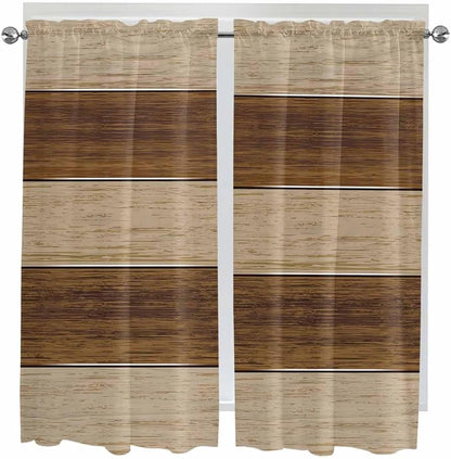 Retro Country Brown Wooden Board Window Valance Curtains, Farmhouse Gradient - Image 5