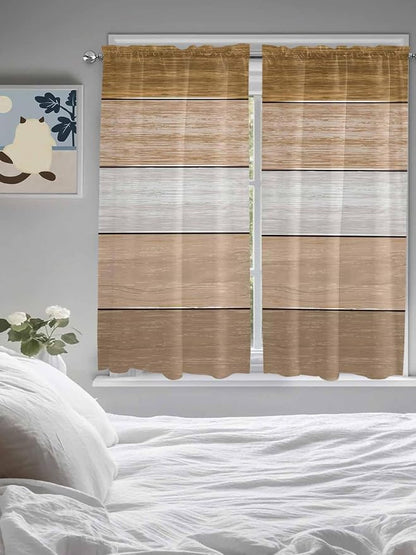 Retro Farm Wood Board Window Valance Curtains, 2 Panel - Image 4