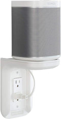 Sanus Outlet Shelf Speaker Mount - Heavy Duty Shelf Holds Devices up to 10 lbs - DIY Install Works with Both Standard & Decora Outlets - Perfect for Sonos & Other Smart Speakers