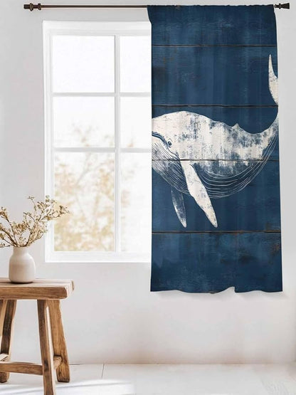 Sheer Curtains 63 Inch Length, Summer Whale Semi Sheer Curtains Light Filtering - Image 3