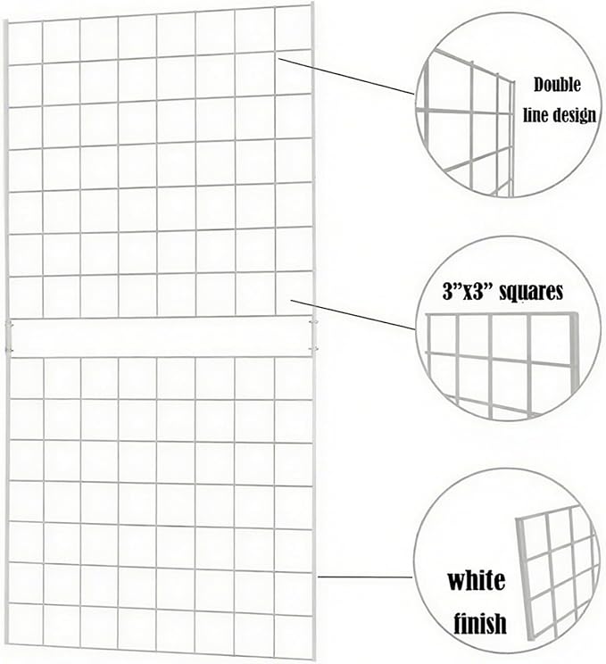 7RiversART Grid Wall Commercial Grade Gridwall Panels – Heavy Duty Grid Panel for Any Retail Display Wall Grid 2' Width x 4' Height, White (Pack of 4) Easily Portable