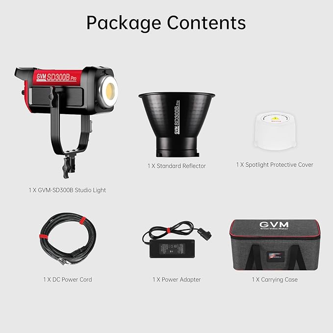 GVM Photography Lighting 300W Bi-Color Studio Lights with 45°Standard Reflector 65700Lux@1m CCT 2700~6800K 12Lighting Scenes App Control LED Video Light