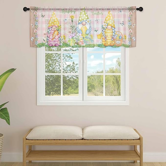 Happy Easter Sheer Valances for Windows 42"x18", Light Filtering Kitchen - Image 4