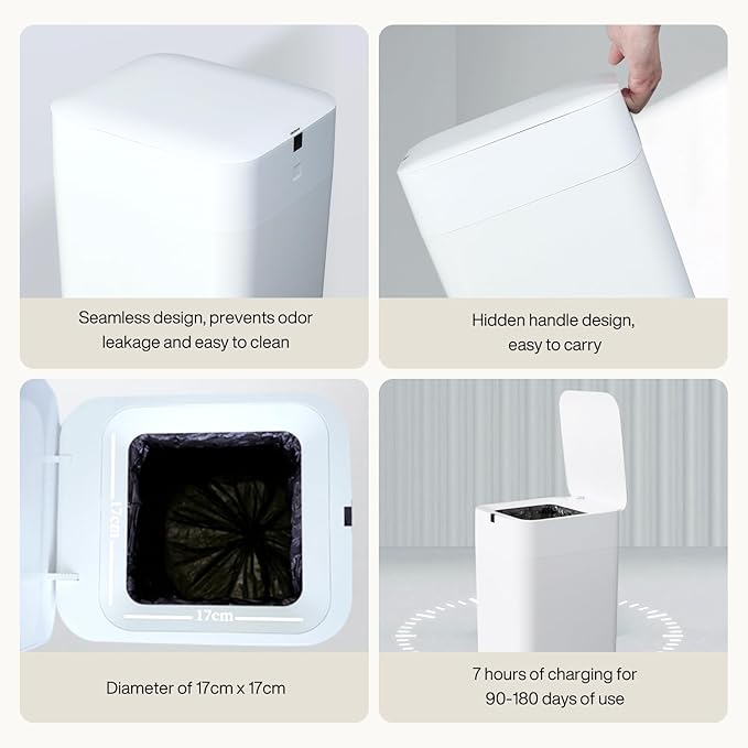 Airdeer L2 Automatic Trash Can, 8 Gallon Self Sealing and Self-Changing Smart Trash Can, Motion Sensor, Touchless Garbage can with lid for Kitchen Office, 6 Refill Bag Rings(White)