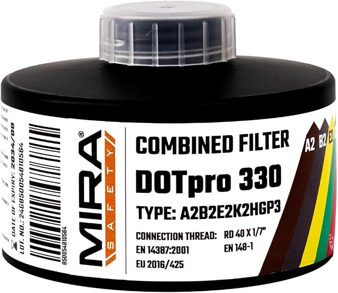 MIRA Safety - DotPro 330 - Industrial Grade Gas Mask Filter | A2 B2 E2 K2 HG P3 - Image 8