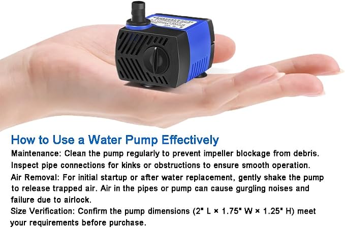 AQUANEAT Small Fountain Pump, 80 GPH Mini Submersible Water Pump - Image 5