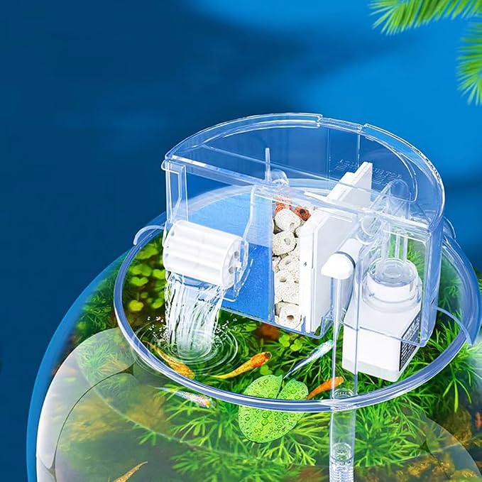 HIERYAN Circular Fish Tank Filter, Aquarium Hang on Filter, Small Fish Tank - Image 4