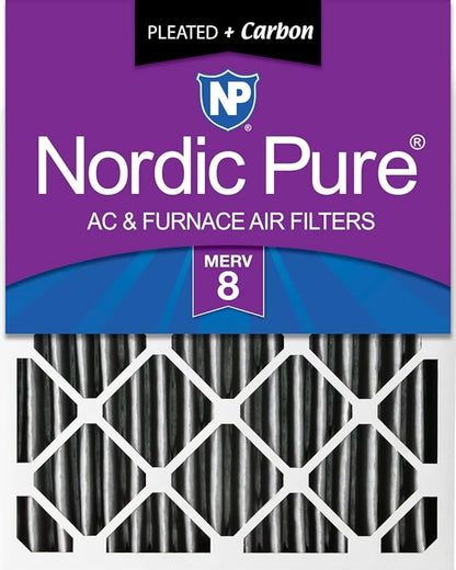 Nordic Pure 16x25x4 Pleated Plus Carbon Air Filters MERV 8 1 Pack by NordicPure